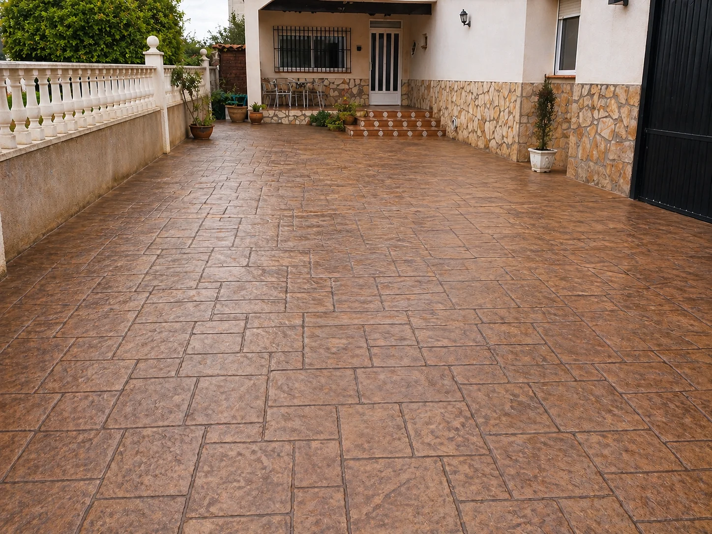 Pavimento de hormigón impreso — Después